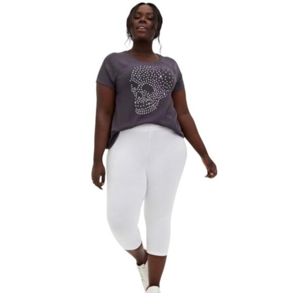 Torrid Dark Slate Grey Skull Waffle Knit Tee - Picture 5 of 5